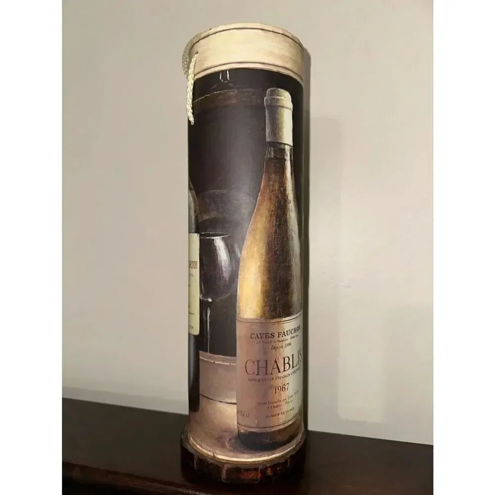 F. de Villeneuve vintage 1967 Caves Fauchon Chablis wine gift storage tube
